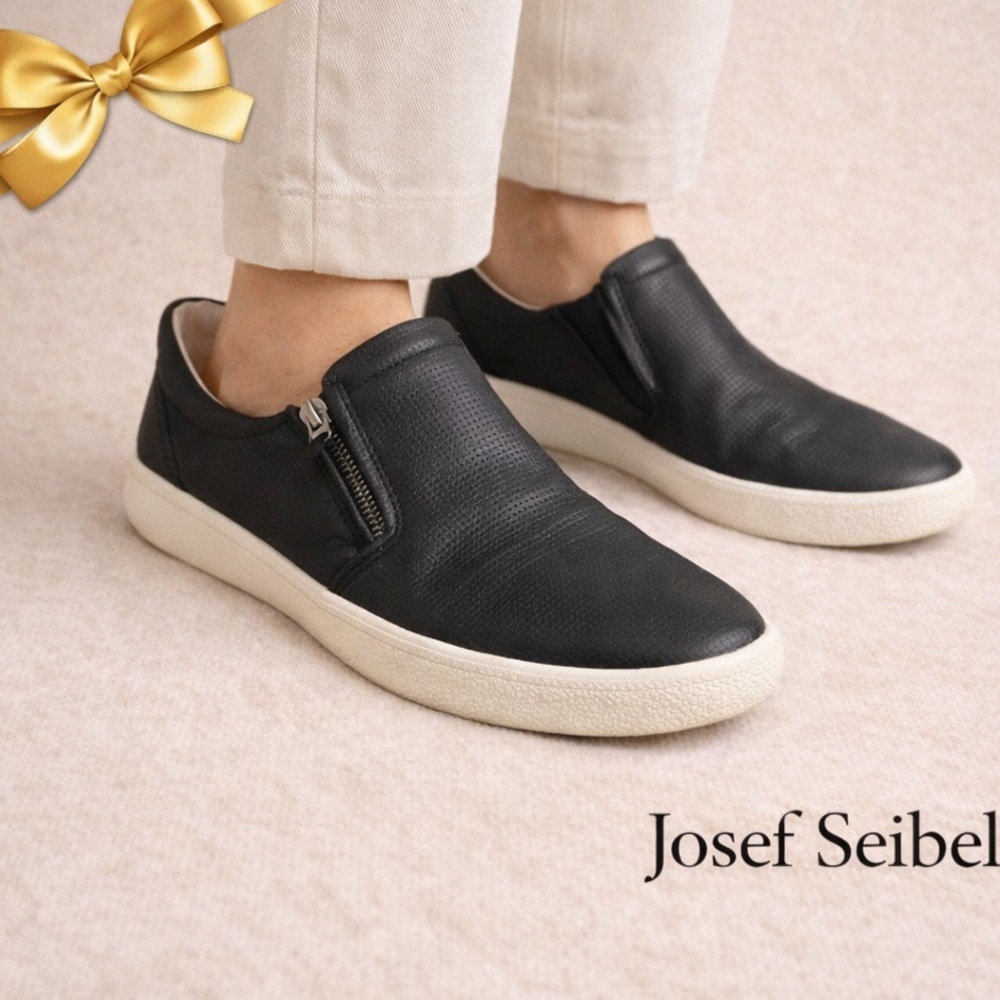 Josef Seibel Black Slip-On Sneakers Zipper Size 38/7
